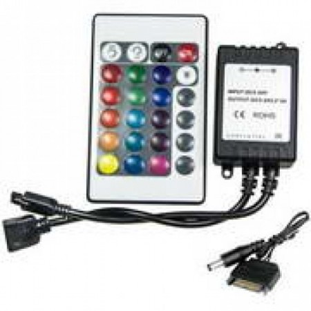 CONTROLADOR LEDS RGB IR REMOTE 12V PRETO